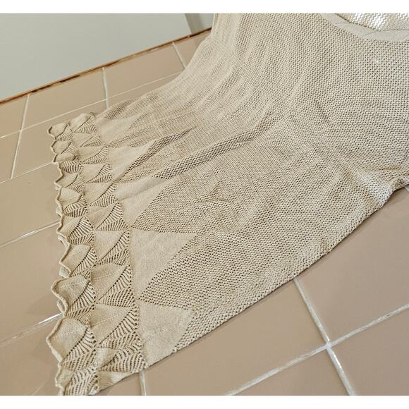 Stamp 10 Top Womens Cream Crochet Mesh Y2K Boho Size 10 Medium 100% Cotton - Picture 5 of 6